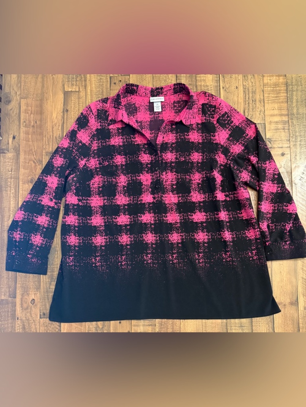 Catherines Pink and Black Speckled Blouse